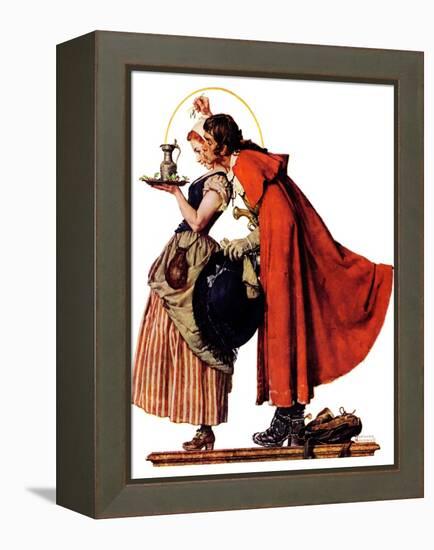 "Mistletoe Kiss" or "Feast for a Traveler", December 19,1936-Norman Rockwell-Framed Premier Image Canvas