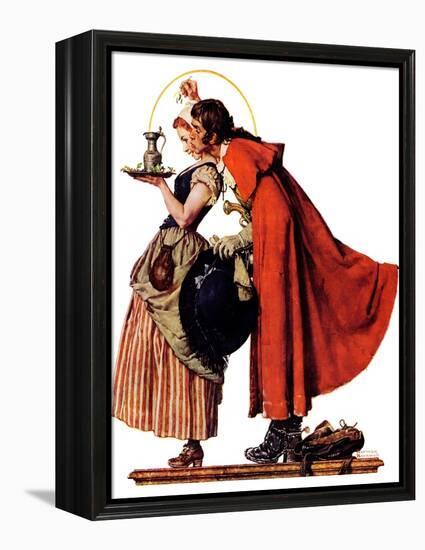 "Mistletoe Kiss" or "Feast for a Traveler", December 19,1936-Norman Rockwell-Framed Premier Image Canvas