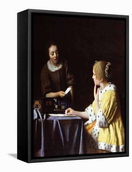 Mistress and Maid, 1666-67-Johannes Vermeer-Framed Premier Image Canvas