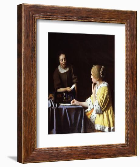 Mistress and Maid, 1666-67-Johannes Vermeer-Framed Giclee Print