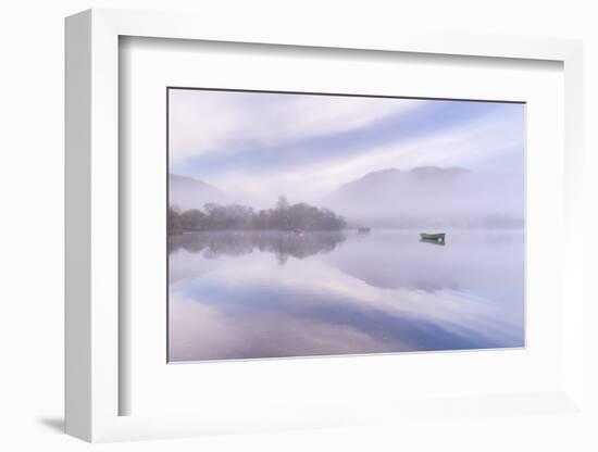 Misty autumn morning on Ullswater in the Lake District, Cumbria, England. Autumn (November) 2015.-Adam Burton-Framed Photographic Print