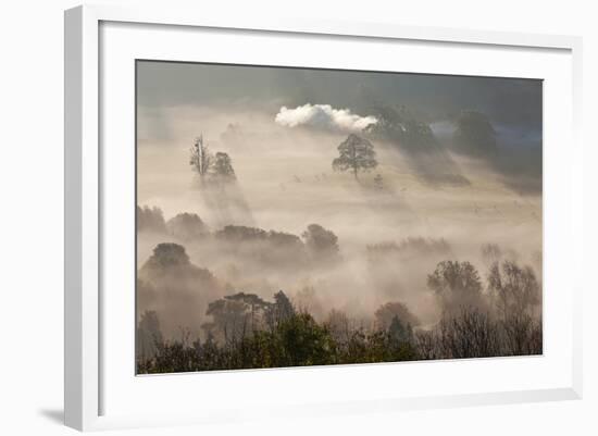 Misty Autumn Morning, Uley, Gloucestershire, England, UK-Peter Adams-Framed Photographic Print