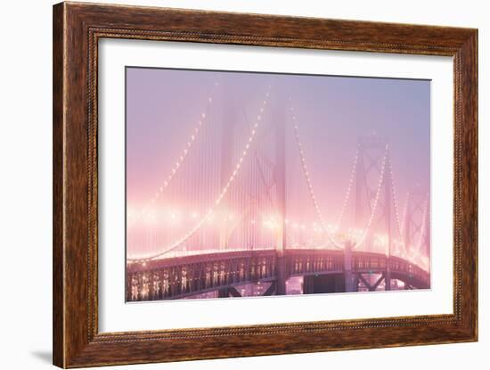 Misty Bridge Lights - San Francisco Bay Fog-Vincent James-Framed Photographic Print