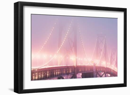 Misty Bridge Lights - San Francisco Bay Fog-Vincent James-Framed Photographic Print