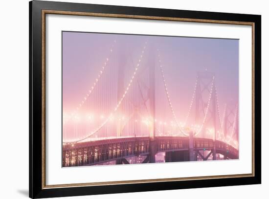 Misty Bridge Lights - San Francisco Bay Fog-Vincent James-Framed Photographic Print
