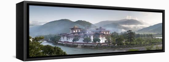 Misty Dawn View of the Punakha Dzong at the Junction of the Mo Chhu (Mother River) and Pho Chhu (Fa-Lee Frost-Framed Premier Image Canvas