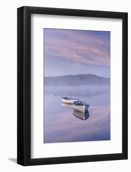 Misty daybreak over Loch Rusky in May, Aberfoyle, The Trossachs, Scotland, United Kingdom, Europe-John Potter-Framed Photographic Print