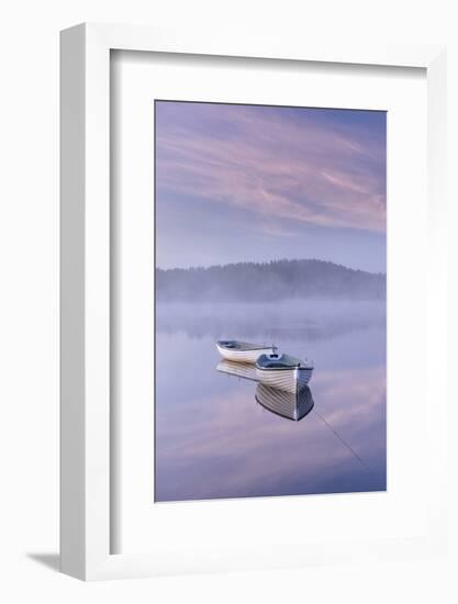 Misty daybreak over Loch Rusky in May, Aberfoyle, The Trossachs, Scotland, United Kingdom, Europe-John Potter-Framed Photographic Print