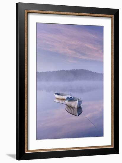 Misty daybreak over Loch Rusky in May, Aberfoyle, The Trossachs, Scotland, United Kingdom, Europe-John Potter-Framed Photographic Print