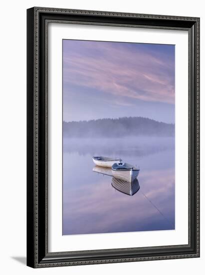 Misty daybreak over Loch Rusky in May, Aberfoyle, The Trossachs, Scotland, United Kingdom, Europe-John Potter-Framed Photographic Print