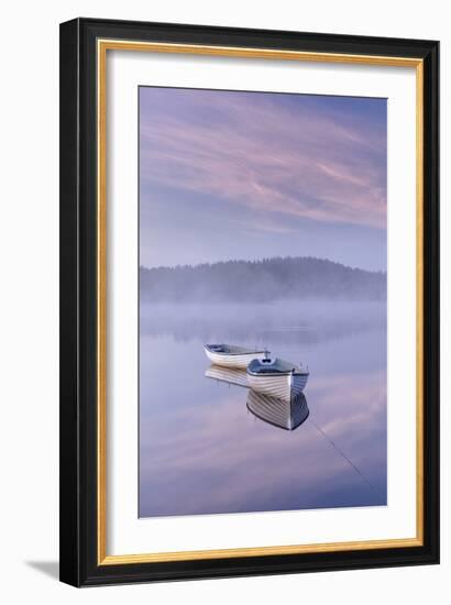 Misty daybreak over Loch Rusky in May, Aberfoyle, The Trossachs, Scotland, United Kingdom, Europe-John Potter-Framed Photographic Print