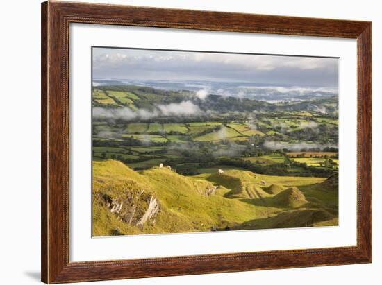 Misty Farmland from Black Mountain-Stuart Black-Framed Photographic Print
