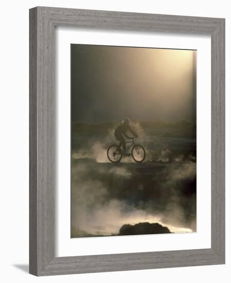 Misty Morning Bicycle Ride-null-Framed Photographic Print