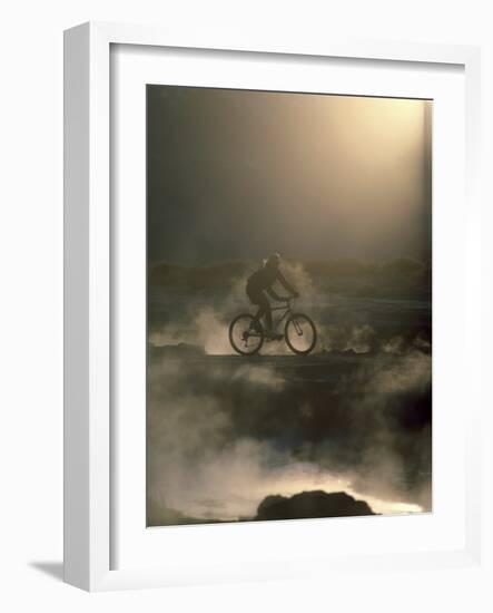 Misty Morning Bicycle Ride-null-Framed Photographic Print