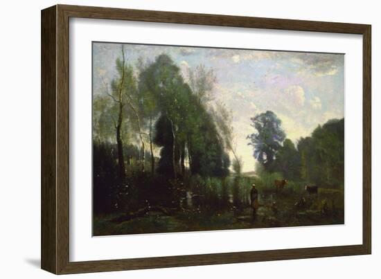 Misty Morning, C.1865-Jean-Baptiste-Camille Corot-Framed Giclee Print