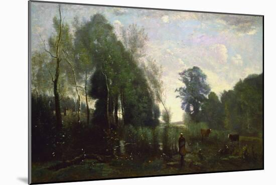 Misty Morning, C.1865-Jean-Baptiste-Camille Corot-Mounted Giclee Print