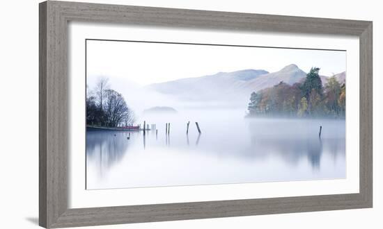 Misty morning on Derwent Water, Keswick, Lake District National Park, Cumbria, England, UK. Autumn -Adam Burton-Framed Photographic Print