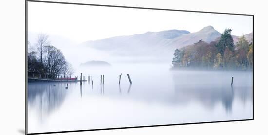 Misty morning on Derwent Water, Keswick, Lake District National Park, Cumbria, England, UK. Autumn -Adam Burton-Mounted Photographic Print