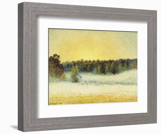 Misty Sunset at Eragny, 1891-Camille Pissarro-Framed Giclee Print