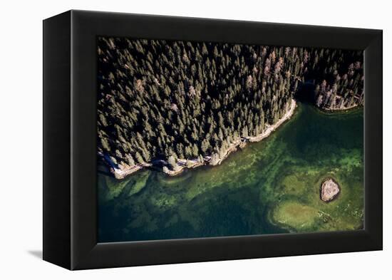 Misurinasee in the Dolomites with Cortina in Autumn, Aerial Shots, Italy-Frank Fleischmann-Framed Premier Image Canvas