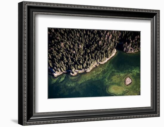 Misurinasee in the Dolomites with Cortina in Autumn, Aerial Shots, Italy-Frank Fleischmann-Framed Photographic Print