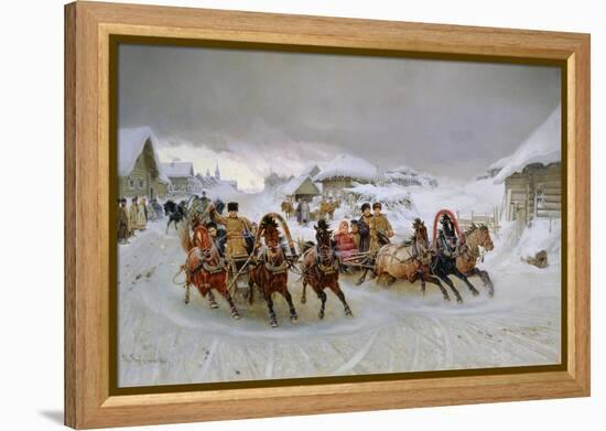 Mit den Troikas zum Faschingsvergnügen. 1889-Pjotr Nikolajew Grusinskij-Framed Premier Image Canvas