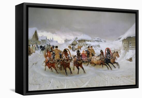 Mit den Troikas zum Faschingsvergnügen. 1889-Pjotr Nikolajew Grusinskij-Framed Premier Image Canvas