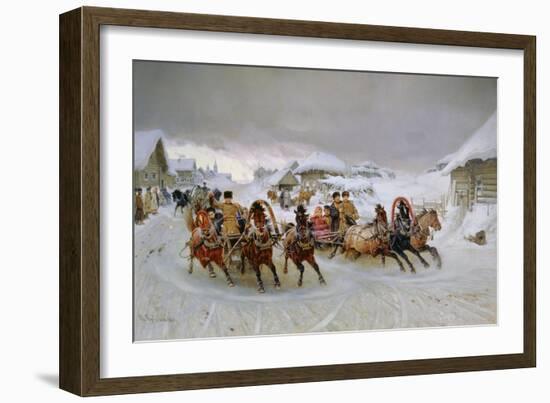 Mit den Troikas zum Faschingsvergnügen. 1889-Pjotr Nikolajew Grusinskij-Framed Giclee Print