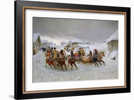 Mit den Troikas zum Faschingsvergnügen. 1889-Pjotr Nikolajew Grusinskij-Framed Giclee Print