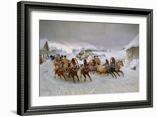 Mit den Troikas zum Faschingsvergnügen. 1889-Pjotr Nikolajew Grusinskij-Framed Giclee Print