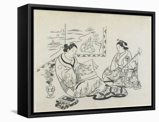 (Mitate of Matsukaze and Murasame), C. 1704-1706-Okumura Masanobu-Framed Premier Image Canvas