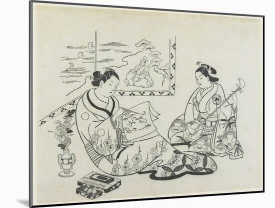 (Mitate of Matsukaze and Murasame), C. 1704-1706-Okumura Masanobu-Mounted Giclee Print