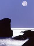 Rocks with Water and Full Moon, Laguna Beach, CA-Mitch Diamond-Photographic Print