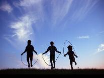 Silhouette of Children Playing Outdoors-Mitch Diamond-Photographic Print