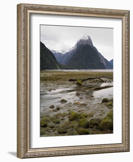 Mitre Peak, Estuary and Bay from Milford Sound; Fiordland National Park, New Zealand-Timothy Mulholland-Framed Photographic Print