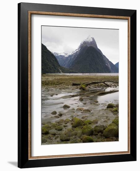 Mitre Peak, Estuary and Bay from Milford Sound; Fiordland National Park, New Zealand-Timothy Mulholland-Framed Photographic Print