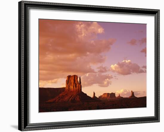 Mitten Buttes at Sunset in Monument Valley Navajo Tribal Park-James Randklev-Framed Photographic Print