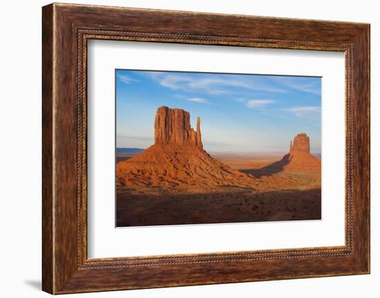 Mittens in Panoramic Landscape at Sunset, Monument Valley, Utah-Bill Bachmann-Framed Photographic Print