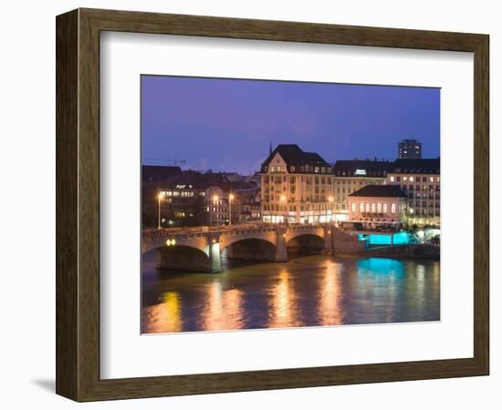 Mittlere Rhinebrucke and Rhine River, Basel, Switzerland-Walter Bibikow-Framed Photographic Print