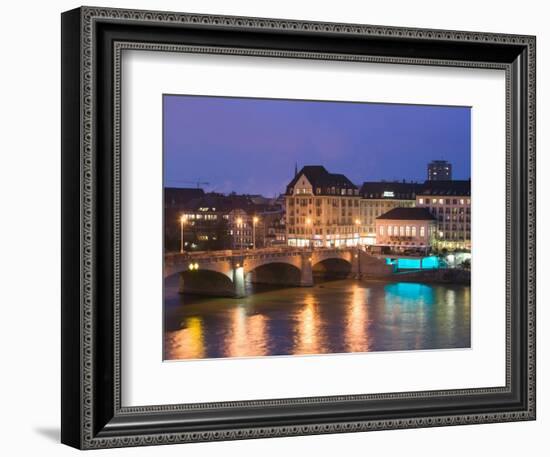 Mittlere Rhinebrucke and Rhine River, Basel, Switzerland-Walter Bibikow-Framed Photographic Print