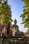 Ayutthaya, Thailand. Large Buddha at Wat Phra Mahathat, Ayutthaya Historical Park, near Bangkok.-Miva Stock-Photographic Print