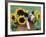 Mixed-Breed Piglet in Basket with Sunflowers, USA-Lynn M^ Stone-Framed Photographic Print