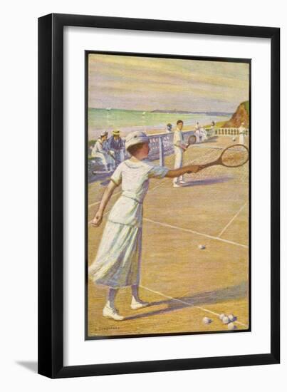 Mixed Doubles by the Sea-L. Tanquerey-Framed Art Print