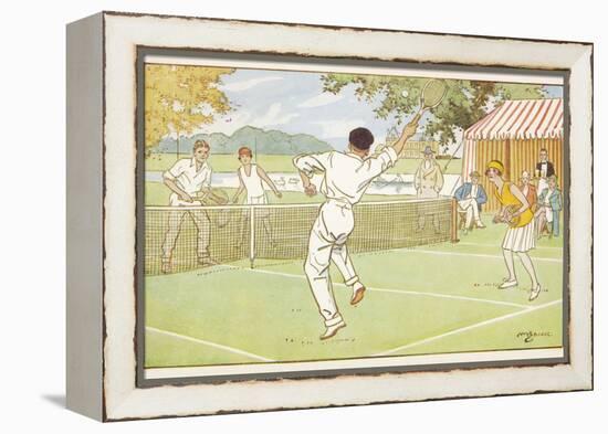 Mixed Doubles in the Grounds of a Stately Home-C.m. Brock-Framed Premier Image Canvas