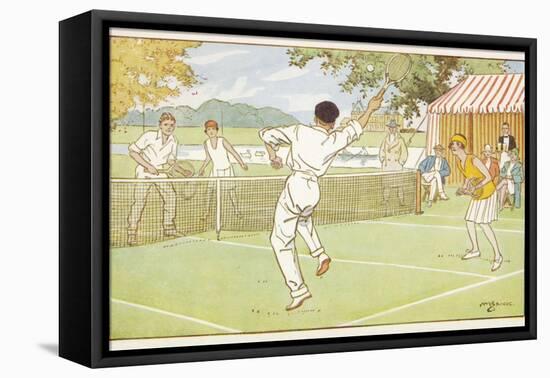 Mixed Doubles in the Grounds of a Stately Home-C.m. Brock-Framed Premier Image Canvas