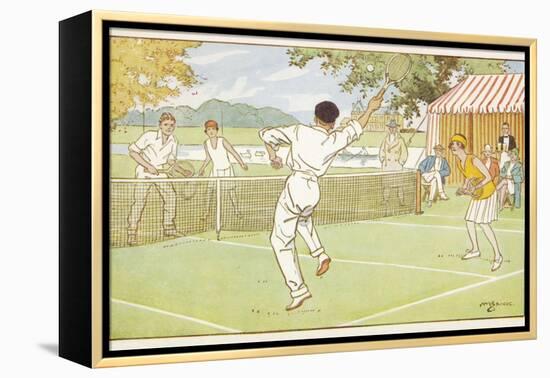 Mixed Doubles in the Grounds of a Stately Home-C.m. Brock-Framed Premier Image Canvas