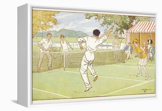 Mixed Doubles in the Grounds of a Stately Home-C.m. Brock-Framed Premier Image Canvas