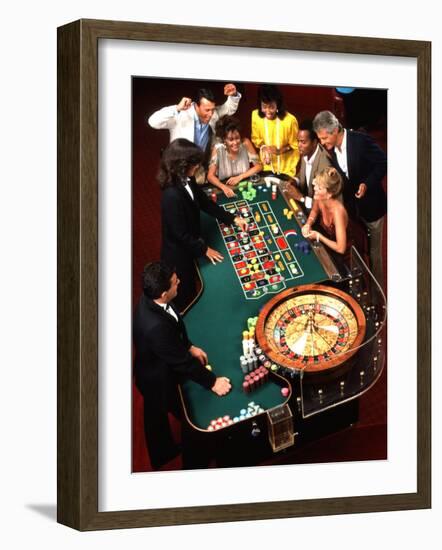 Mixed Ethnic Couples Enjoying Themselves in a Casino-Bill Bachmann-Framed Photographic Print