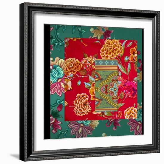 MIXED FLORAL COLLAGE-Linda Arthurs-Framed Premium Giclee Print