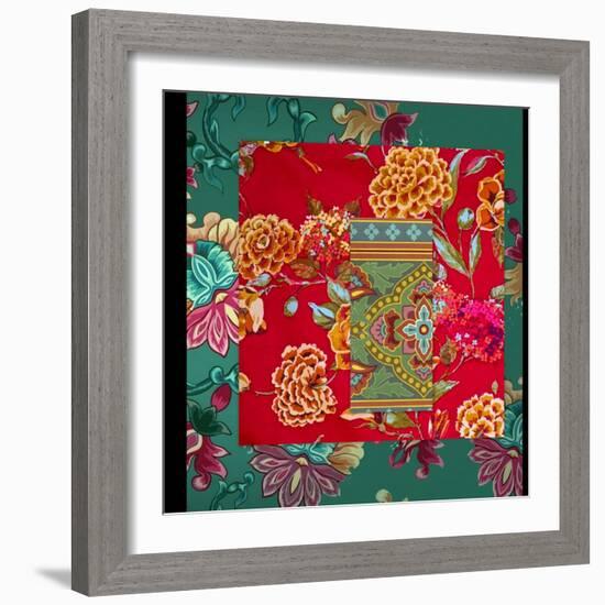 MIXED FLORAL COLLAGE-Linda Arthurs-Framed Giclee Print